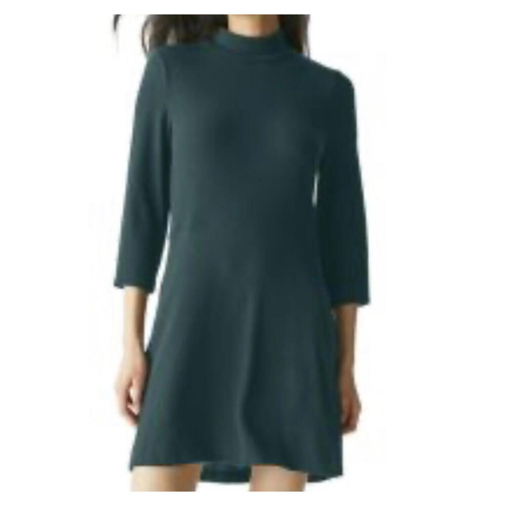 MICHAEL STARS dark green mock neck mini dress sz M